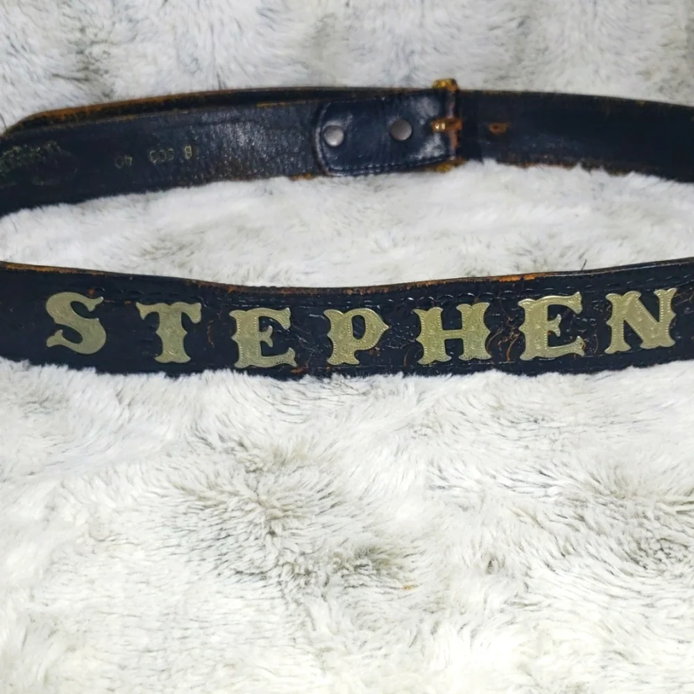 Antique Stephen Handmade Leather, Western Cowboy Black & Brown Men Belt B 508 40 - Picture 4 of 13